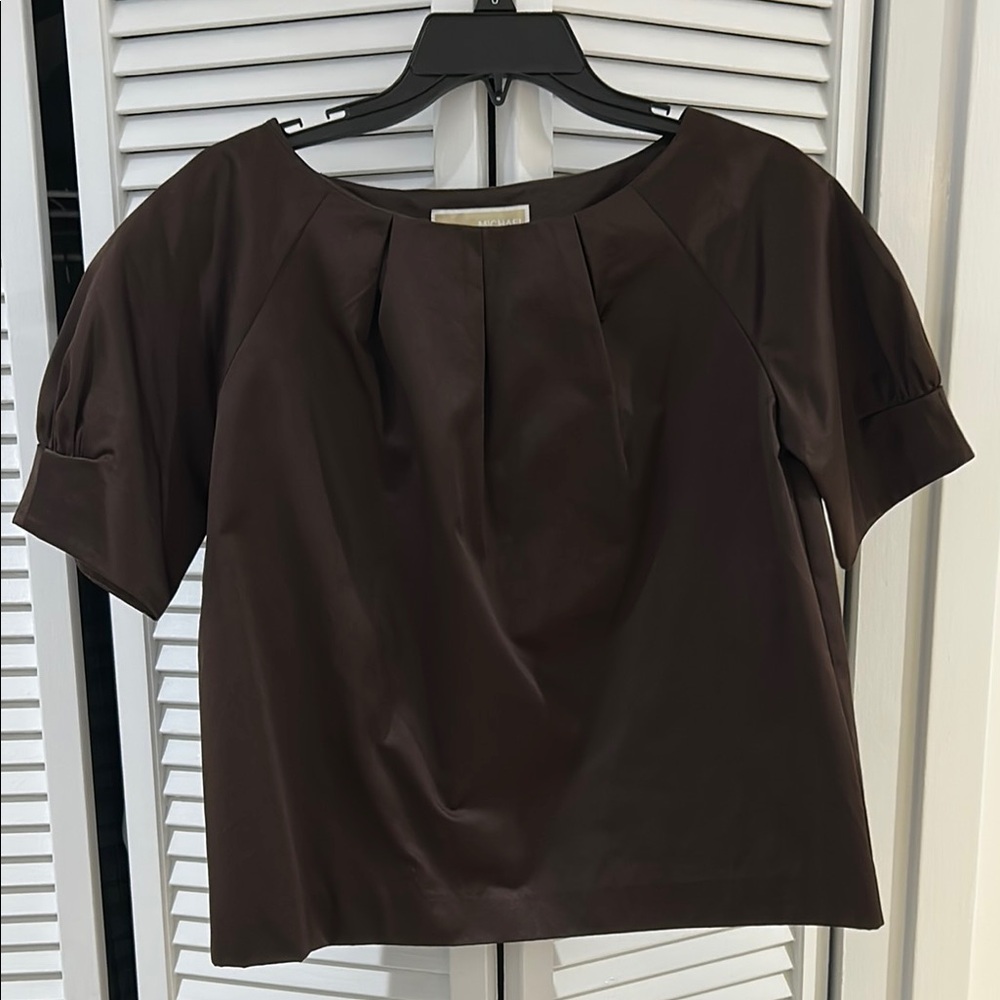 Elegant Satin Brown Women's Top